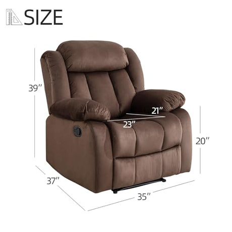 EBELLO Manual Recliner Chair, Classic and Fabric Recliner Sofa with Overstuffed Arms and Back for Living Room, Bedroom, Brown EBELLO