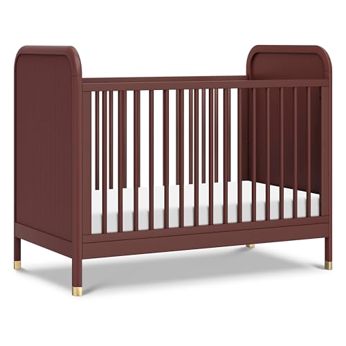 Namesake Brimsley Tambour 3-in-1 Convertible Crib in Crimson, GREENGUARD Gold Certified NAMESAKE