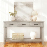 IDEALHOUSE entryway Table, Entry Table with Drawers 3-Drawer Storage & Open Shelf, 2-Tier Sofa Table Behind Couch Narrow Long, Farmhouse entryway Console for Hallway Foyer Living Room, Grey IDEALHOUSE
