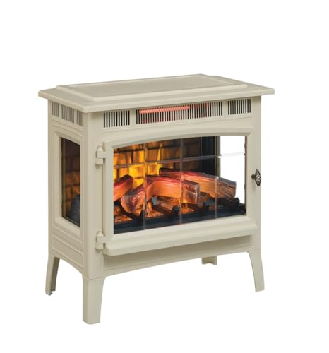 duraflame Freestanding Electric Fireplace Stove Heater with 3D Flame Effect for 1,000 Sq. Ft. Room, Cream Duraflame