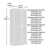 Sauder Miscellaneous 2-Door Swing Out Storage Pantry Cabinet, L: 32.17" x W: 17.13" x H: 72.09", Rural Pine Finish Sauder