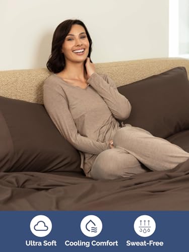 Extra Deep King Sheet Set - 6 Piece Breathable and Cooling Sheets - Hotel Luxury Bedding for Women, Men, Kids & Teens - Easy & Secure Fit - Soft, Wrinkle Free and Comfy - Extra Deep Pockets - Brown CGK Unlimited