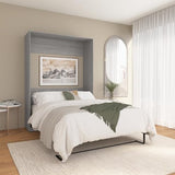 Bestar Claremont 59W Full Murphy Bed in Platinum Gray, Sleeping Arrangement for Multipurpose Area, Bedroom, Guest Room, or Living Room Bestar