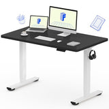 FLEXISPOT EN1 One Piece Standing Desk, 48 x 24 Inch Desktop Electric Adjustable Height Desk Home Office Computer Workstation Sit Stand up Desk (White Frame + Black Top, 2 Packages) FLEXISPOT