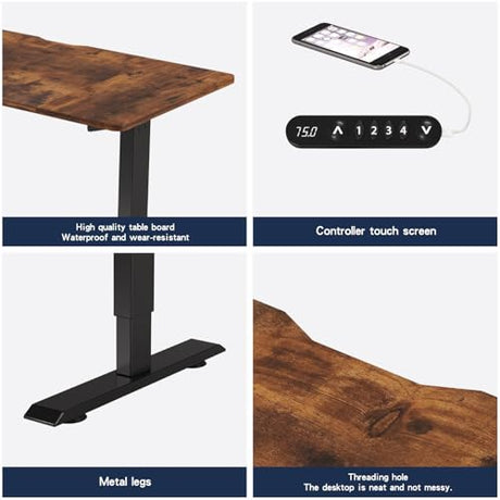 HEONAM 48 Inch Electric Standing Desk with USB Charging Port, Height Adjustable Sit Stand Desk with Memory Presets, Spacious Desktop and Sturdy Metal Frame for Home Office HEONAM