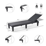 Nestl Patio Chairs - Waterproof Outdoor Chaise Lounge Chair, Set of 2 Adjustable Lawn Chairs, Lightweight Black Chaise Lounge Outdoor Nestl