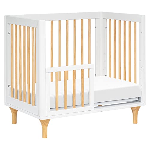 Babyletto Lolly 4-in-1 Convertible Mini Crib and Twin Bed with Toddler Bed Conversion Kit in White and Natural, Greenguard Gold Certified