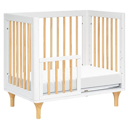 Babyletto Lolly 4-in-1 Convertible Mini Crib and Twin Bed with Toddler Bed Conversion Kit in White and Natural, Greenguard Gold Certified