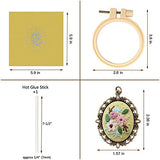 ZOCONE 4 Packs Embroidery Necklace Kits, Embroidery Pendant Kit Mini Cross Stitch Kit with 4 Hoops, Necklace, Pendant, Stamped Pattern Cloth, Instructions, etc., Embroidery Kits for Adults