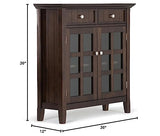 SIMPLIHOME Acadian SOLID WOOD 36 inch Wide Rustic Entryway Hallway Storage Cabinet in Brunette Brown, with 2 Drawers, 2 Doors and 2 Adjustable Shelves SIMPLIHOME