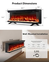 Silonn 3-Sided Smart 50" Electric Fireplace, Alexa & App Control Fireplace with 15 Flame Colors, Electric Fireplace Inserts Logs, 5110 BTU Heat Output, Realistic Flame and Sound Silonn
