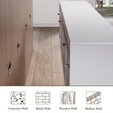 LUXOAK 80 inch Floating TV Stand with 40" Electric Fireplace, Wall Mounted Electric Fireplace Entertainment Center with Storage Space, TV Stand for Living Room for TVs Up to 90", White&Black LUXOAK