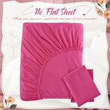 Homiest 3PCS Pure Cotton Fitted Sheet & Pillowcase Set, Queen Size, 400 Thread Count, Soft & Breathable, 15 Inch Deep Pocket, Luxury 5-Star Hotel Quality Cotton Sheets, Hot Pink Homiest