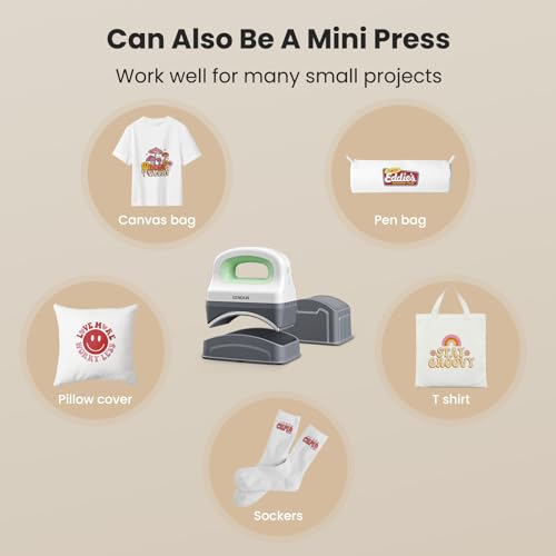 EENOUR Hat Press Machine, Mini Heat Press for Caps with 3 Heating Levels & Auto-Off, Handheld Cap Easy Press with 3"×5.5" Arched Heating Plate for 6-8 Hat Size, 19-26 Girth EENOUR