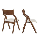 Ball & Cast Folding Chairs Set of 2 with Back & Padded Cushion,Portable Foldable Dining Upholstered Stool W/Solid Wood Frame,Ergonomic Design,for Kitchen,Office,Outdoor Events,Walnut Ball & Cast