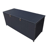 Oakland Living 113 Gallon Outdoor Storage Box, Patio Rattan Deck Box, Wicker Storage Bench for Indoor, Outdoor, Pool, Balcony, Yard, Garden, Black Oakland Living