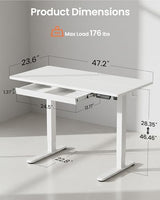 ErGear 48 x 24 inch Electric Standing Desk Adjustable Height with Drawers, 4 Memory Height Settings, Sit Stand Up Desk for Home Office & Computer Workstation, White ErGear