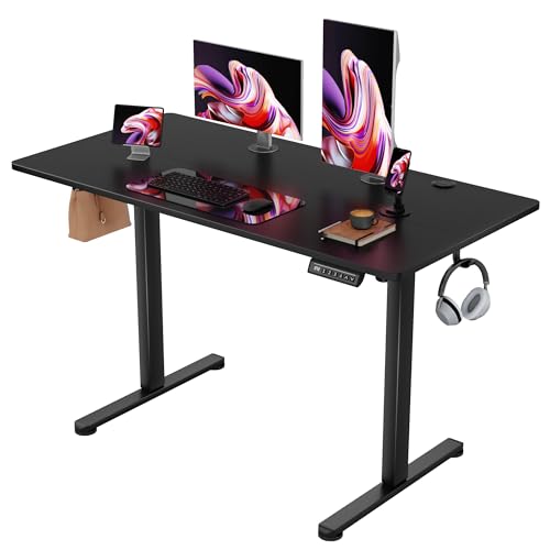 Furmax Electric Standing Desk, 45 x 24 Inches Sit Stand up Desk, Sit Stand Height Adjustable Home Office Desk with 4 Height Position Memory - with Splice Board (Black, 45) Furmax