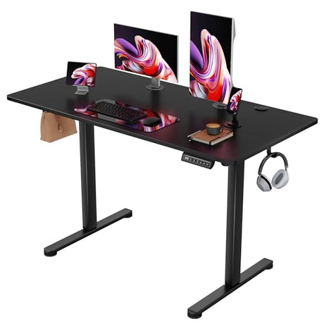Furmax Electric Standing Desk, 45 x 24 Inches Sit Stand up Desk, Sit Stand Height Adjustable Home Office Desk with 4 Height Position Memory - with Splice Board (Black, 45) Furmax