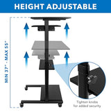Mount-It! Mobile Standing Desk with Retractable Keyboard Platform | Height Adjustable Stand Up Computer Workstation | Locking Wheels, 99 Lbs Capacity Mount-It!