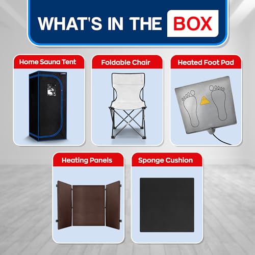 TopMaster Compact Infrared Home Easy Sit-in Design, Spa Size, Detox Therapy, Foldable Chair, Energy Efficient, Zippers for Reading, 1300W Power, Max 140°F Sauna, Black TopMaster