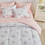Joyreap 6pcs Bed in a Bag for Girls, Floral Pink Design, Twin Size Microfiber Comforter Sheet Set, Soft Cozy Bedding Comforter Set for All Season Joyreap
