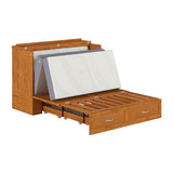 AFI Hamilton Full Murphy Bed Chest with Mattress, Storage, and Built-in Charger in Light Toffee AFI