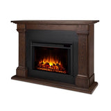Real Flame Callaway 63" Grand Electric Fireplace with Mantel in Chestnut Oak, Free-Standing Oversized Indoor Electric Fireplace with Mantel, Adjustable Thermostat, Automatic Safety Shut-Off. Real Flame