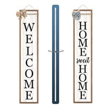 Outdoor Welcome Sign for Front Porch Standing Large 2 Sided 45"X9" Wooden Frame Tall Vertical Leaner Long Home Sweet Home Front Door Sign for Rustic Outside Farmhouse Modern Decor (Wood White) Surfapans