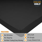 Stretch Twin Size Fitted Sheet Only - 4 Way Stretchy Jersey Knit, Snug Fit for Twin & XL Mattress(Standard/RV, Deep/Shallow), Non Slip, Cozy T-Shirt Soft & Comfortable - Dark Gray N&Y HOME