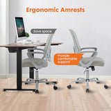 Sweetcrispy Home Office Managerial Executive Chair, Ergonomic Mesh Adjustable Swivel Mid-Back Chair with Comfortable Lumbar Support, Comfy Arms for Bedroom,Study,Student Sweetcrispy