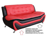 Beverly Fine Furniture 3 Piece Aldo Modern Sofa Set, Black/White Beverly Fine Furniture