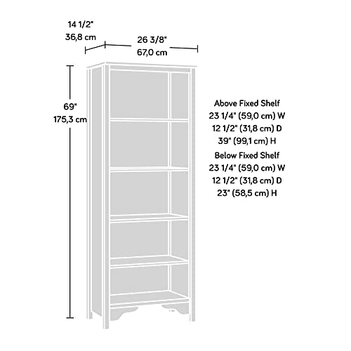 Sauder Dawson Trail 5-Shelf Bookcase in Raven Oak Finish - WoodArtSupply