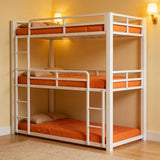 Feetice Triple Bunk Bed Twin Over Twin Over Twin, Heavy Duty White Metal Bunk Bed with Full-Length Guardrails, No Box Spring Needed, Easy Assembly, Family-Friendly for All Ages, Bedroom Furniture Feetice