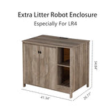 FOREST GRAVITY Cat-Faced Doors Cat Litter Robot Enclosure,Automatic Litter Box Enclosure for Litter Robot 3/4,Power Outlet for Litter Robot Cabinet,Litter Collector,Dog-Proof Adjustable Shelf,Grey FOREST GRAVITY