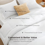 Bedsure Removable Cover with Comforter Duvet Insert Full - 5 Pieces White Prewashed Soft Bedding Set for All Seasons Use, Includes 1 Duvet Cover, 1 Comforter, 1 Fitted Sheet, 2 Pillow Shams Bedsure