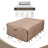 ULTCOVER Rectangular Patio Heavy Duty Table Cover - 600D Tough Canvas Waterproof Outdoor Dining Table and Chairs General Purpose Furniture Cover Size 136L x 74W x 28H inch ULTCOVER