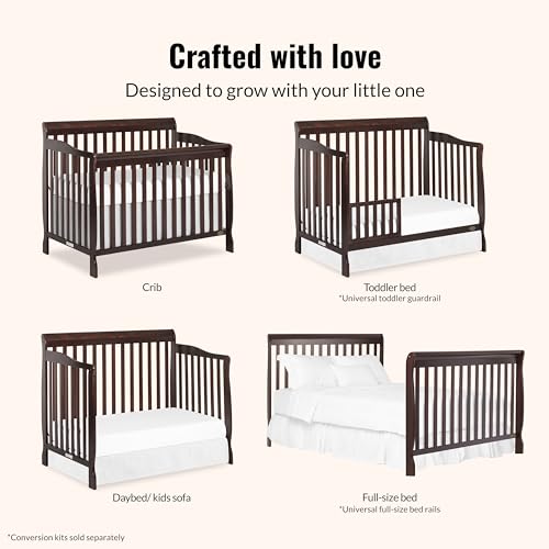 Dream On Me Ashton 5-in-1 Convertible Crib in Espresso, Greenguard Gold Certified , 50x36x44 Inch (Pack of 1)