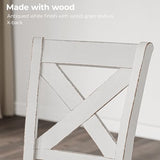 Signature Design by Ashley Robbinsdale Farmhouse Upholstered Barstool, Set of 2, X-Back, Nailhead Trim, Wood, 24.75" H, White & Light Gray Signature Design by Ashley