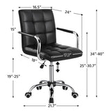 Yaheetech Desk Chair - Office Chair with Arms/Wheels for Students Swivel Faux Leather Home Computer Black Yaheetech