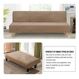 H.VERSAILTEX Real Velvet Futon Cover Armless Sofa Covers Sofa Bed Covers Stretch Futon Couch Cover Sofa Slipcover Furniture Protector Thick Soft Velvet Fabric Form Fitted Stay in Place, Camel H.VERSAILTEX