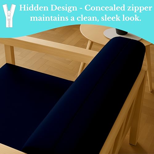 VianNest 600TC Armless Futon Covers Queen Size Pure Cotton Zippered Sofa Bed Slipcover, Machine Washable Couch Protector for Sleeper Sofas & Futons (Navy Blue) VianNest