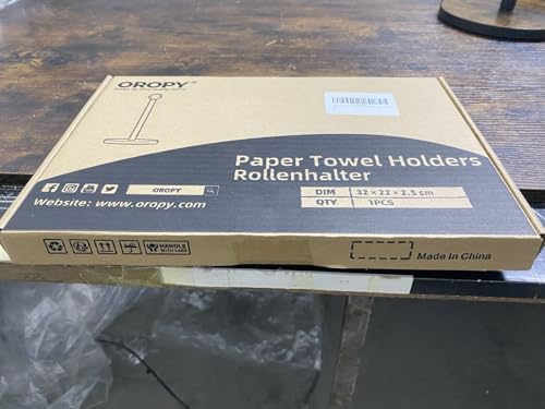 OROPY Paper Towel Holder Countertop with Heavy Duty Wood Base, Farmhouse Paper Towel Roll Stand for Kitchen Counter fits Standard and Jumbo Size Paper Towels (Brown) OROPY