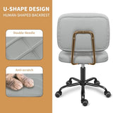 ERGOSEAT Armless Home Office Desk Chair with Wheels, Modern Ergonomic Drafting Rolling Chair with 360° Swivel Wheels,Height Adjustable Computer Task Chairs for Small Space, Light Grey ERGOSEAT