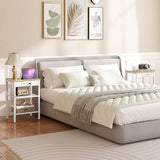 HOOBRO End Table with Charging Station and USB Ports, 3-Tier Nightstand with Adjustable Shelves, Small Side Table for Small Space in Living Room, Bedroom and Balcony, Natural and White WN112BZ01 HOOBRO