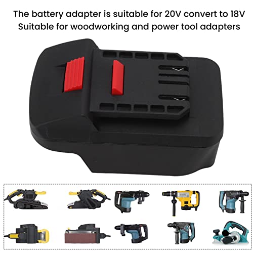 18V to 20V Battery Adapter, Short Circuit, Fits Original Hole, ABS Material, Great Performance, 18V to 20V Battery Converter, Suitable for Woodworking Power Tool Adapter Jeanoko