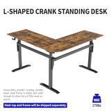UNICOO – L Shaped Crank Height Adjustable Standing Desk, Sit to Stand up Corner Desk, L-Shaped Standing Workstation (XJH-LC-2 Packages) (Rustic Brown) UNICOO