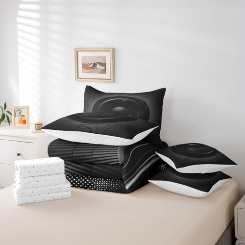 Feelyou Twin Size Speaker Comforter Set, 7 Pieces Lightweight Cool Minimalist Bedding Sets, 3D Pattern Bed in a Bag with Comforter, Sheets, Pillowcases & Shams Feelyou