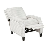 Lexicon Pushback Recliner Chair, Plaid Textured Fabric Armchair Push Back Reclining Chair, Nailhead Trim, Solid Wood Legs, Easy Assembly for Living Room/Office/Apartment, Off-White Lexicon