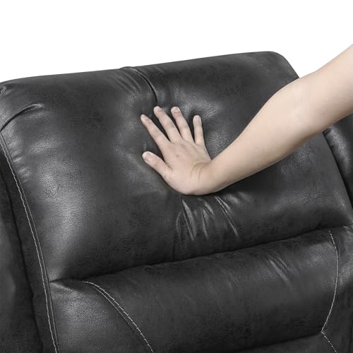 Lexicon Rocker Recliner Chair for Living Room, Wall Hugger Manual Recliner Chairs, Textured Microfiber Upholstered Rocking Reclining Chair, Home Theater Seating, Required Assembly, Black Lexicon